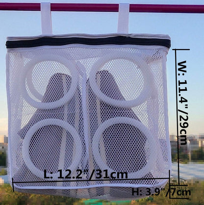 White Padded Mesh Laundry Bag Premium Zipper Heavy Duty Storage For Men Trainers,Running Shoes In Washing Machine Durable Washing Or Drying Sneakers,Underwear,Bra,Blouse,Clothing Rectangle