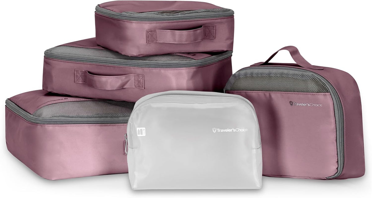 Cloverland Packing Cubes, 5-Piece Set, Mauve