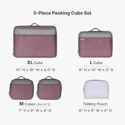 Cloverland Packing Cubes, 5-Piece Set, Mauve