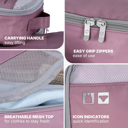 Cloverland Packing Cubes, 5-Piece Set, Mauve