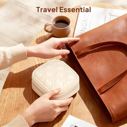 Quilted Travel Jewelry Case for Women, Puffer Jewelry Organized Bag | Portable Small Jewelry Pouch Storage Bag for Rings Earrings Necklaces, Travel Essentials Gift for Women, Black