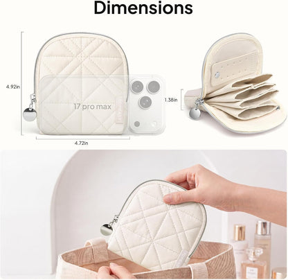 Quilted Travel Jewelry Case for Women, Puffer Jewelry Organized Bag | Portable Small Jewelry Pouch Storage Bag for Rings Earrings Necklaces, Travel Essentials Gift for Women, Black