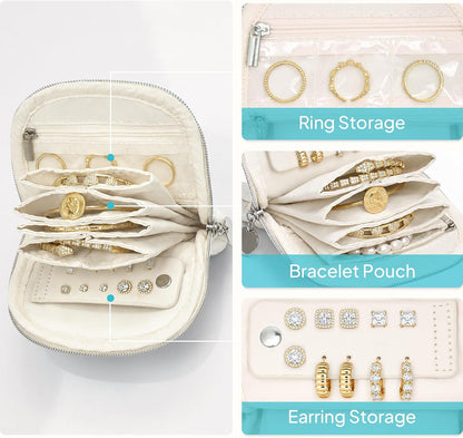 Quilted Travel Jewelry Case for Women, Puffer Jewelry Organized Bag | Portable Small Jewelry Pouch Storage Bag for Rings Earrings Necklaces, Travel Essentials Gift for Women, Black