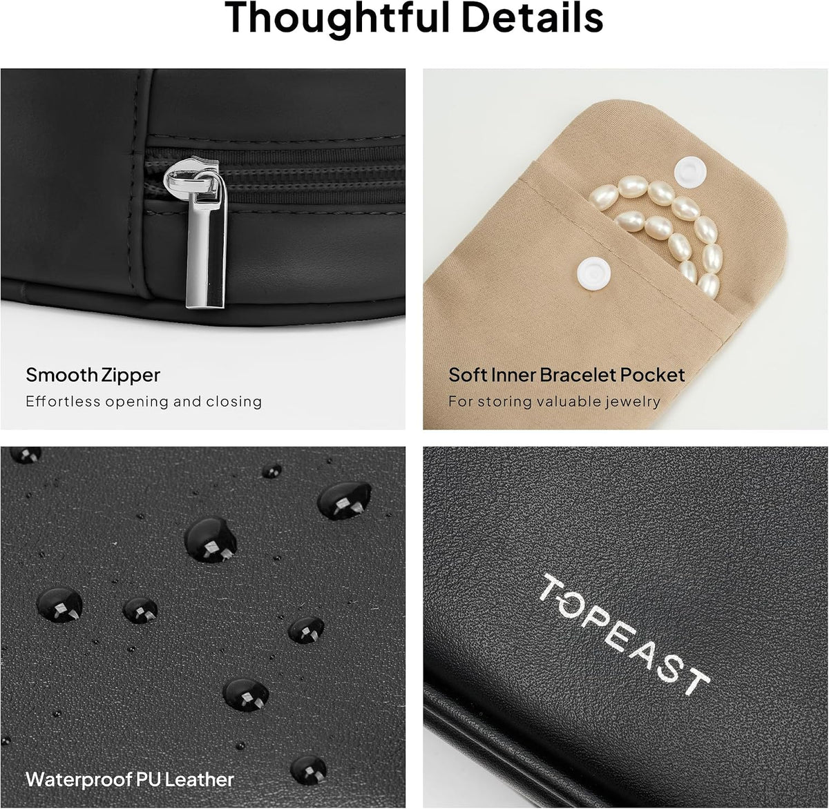 Quilted Travel Jewelry Case for Women, Puffer Jewelry Organized Bag | Portable Small Jewelry Pouch Storage Bag for Rings Earrings Necklaces, Travel Essentials Gift for Women, Black