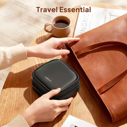 Quilted Travel Jewelry Case for Women, Puffer Jewelry Organized Bag | Portable Small Jewelry Pouch Storage Bag for Rings Earrings Necklaces, Travel Essentials Gift for Women, Black