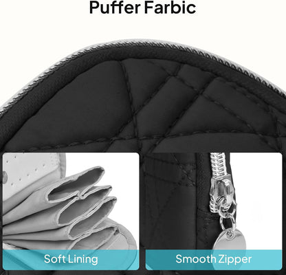 Quilted Travel Jewelry Case for Women, Puffer Jewelry Organized Bag | Portable Small Jewelry Pouch Storage Bag for Rings Earrings Necklaces, Travel Essentials Gift for Women, Black