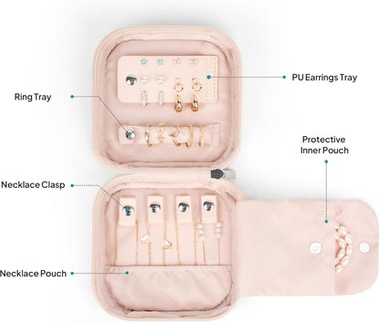 Quilted Travel Jewelry Case for Women, Puffer Jewelry Organized Bag | Portable Small Jewelry Pouch Storage Bag for Rings Earrings Necklaces, Travel Essentials Gift for Women, Black
