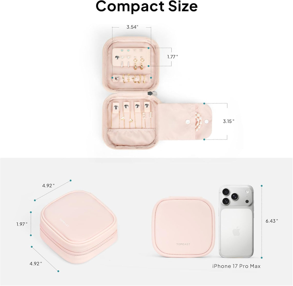 Quilted Travel Jewelry Case for Women, Puffer Jewelry Organized Bag | Portable Small Jewelry Pouch Storage Bag for Rings Earrings Necklaces, Travel Essentials Gift for Women, Black