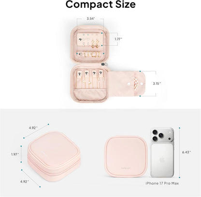 Quilted Travel Jewelry Case for Women, Puffer Jewelry Organized Bag | Portable Small Jewelry Pouch Storage Bag for Rings Earrings Necklaces, Travel Essentials Gift for Women, Black