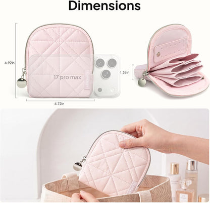Quilted Travel Jewelry Case for Women, Puffer Jewelry Organized Bag | Portable Small Jewelry Pouch Storage Bag for Rings Earrings Necklaces, Travel Essentials Gift for Women, Black