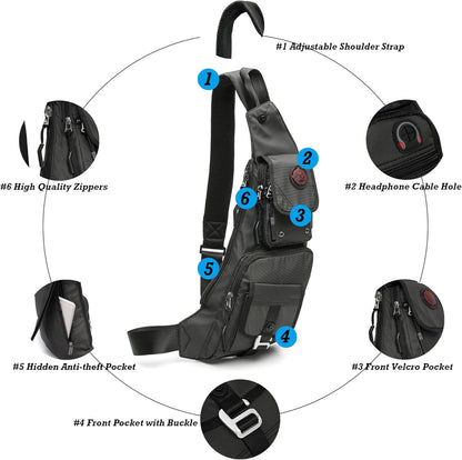 Sling Bag Chest Shoulder Backpack Crossbody Bags Casual Daypack for Men Women