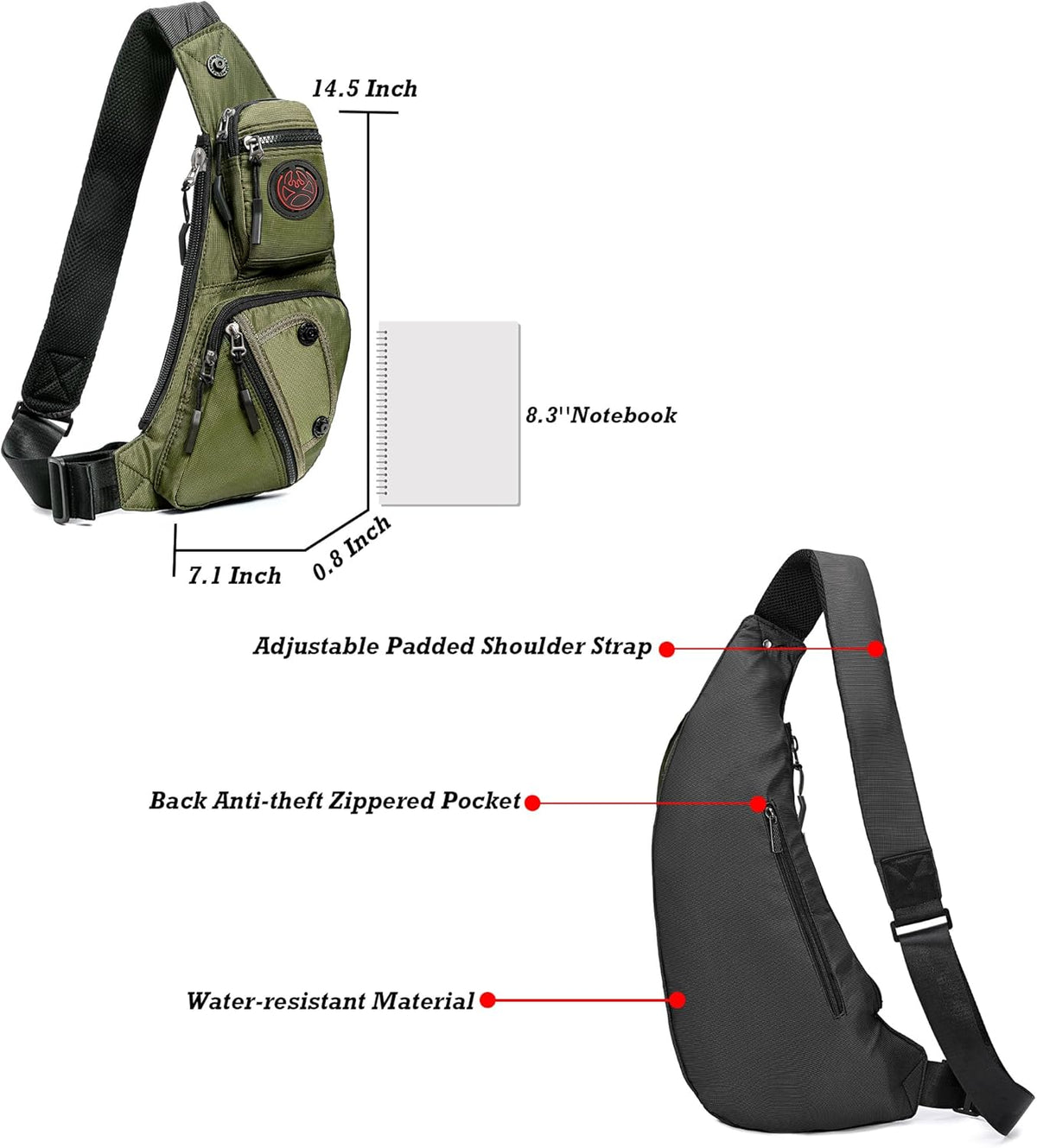 Sling Bag Chest Shoulder Backpack Crossbody Bags Casual Daypack for Men Women