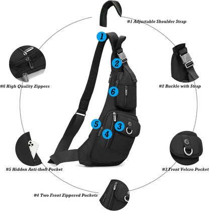 Sling Bag Chest Shoulder Backpack Crossbody Bags Casual Daypack for Men Women