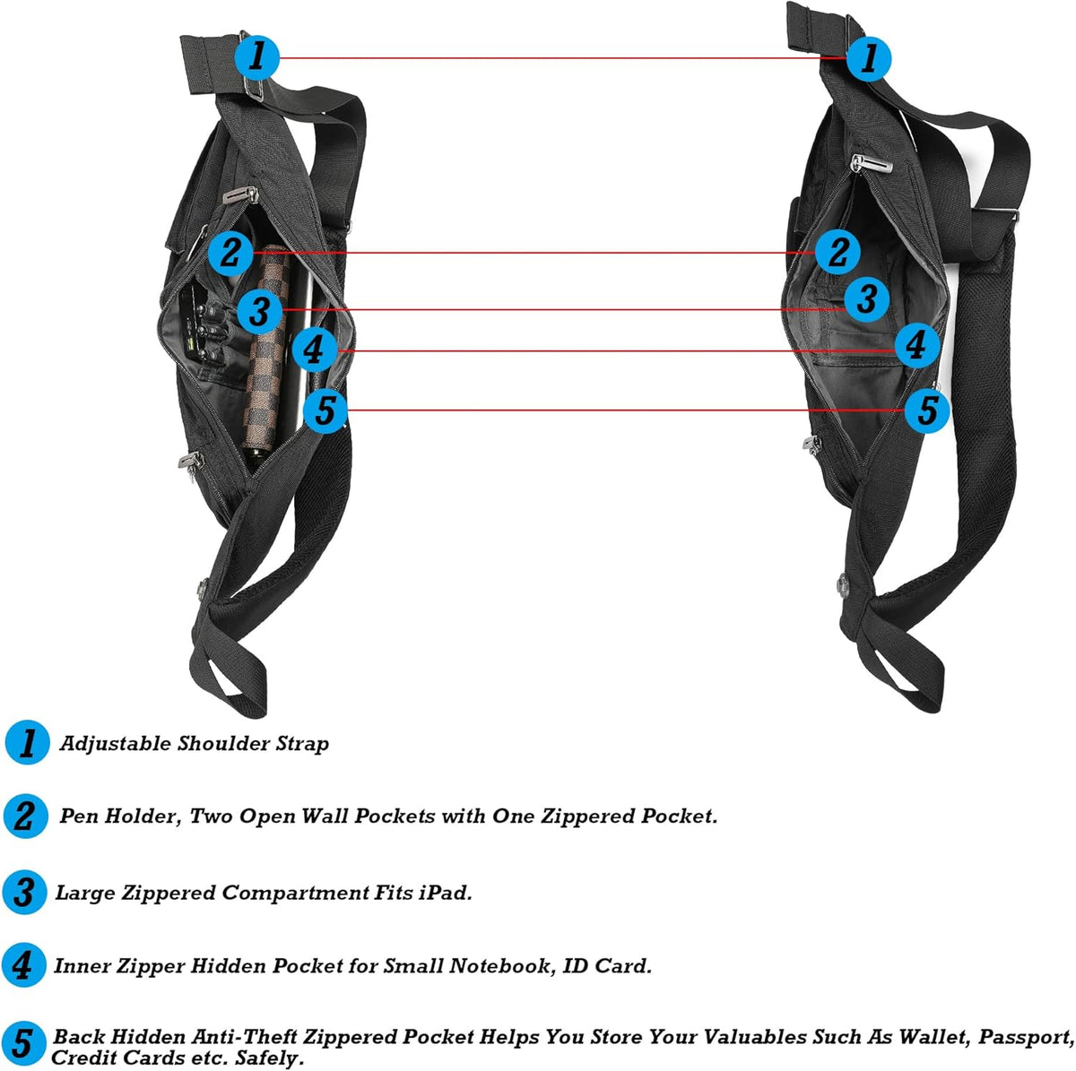Sling Bag Chest Shoulder Backpack Crossbody Bags Casual Daypack for Men Women