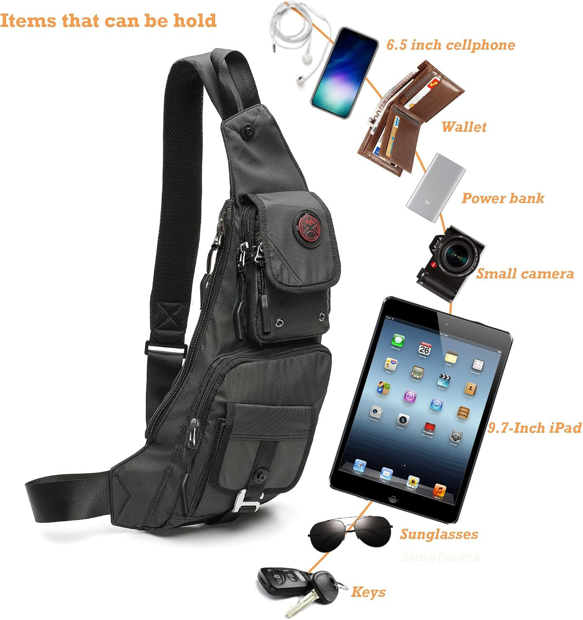 Sling Bag Chest Shoulder Backpack Crossbody Bags Casual Daypack for Men Women