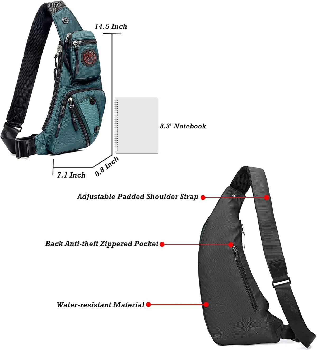 Sling Bag Chest Shoulder Backpack Crossbody Bags Casual Daypack for Men Women