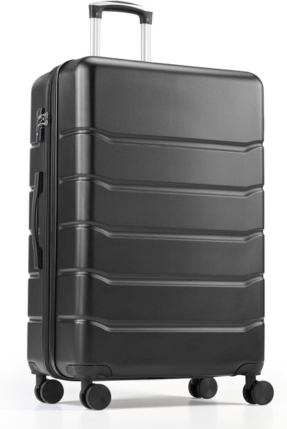 Hardside Carry-On Luggage, Expandable Portable Hardshell Luggage with Spinner Wheels, Lightweight Suitcase TSA Lock, 20 Inch, Black