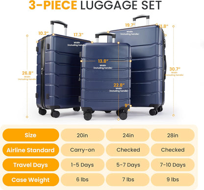 Hardside Carry-On Luggage, Expandable Portable Hardshell Luggage with Spinner Wheels, Lightweight Suitcase TSA Lock, 20 Inch, Black