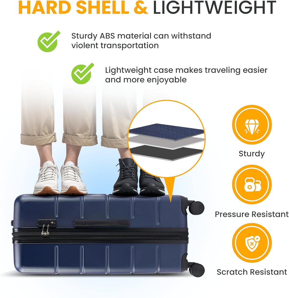 Hardside Carry-On Luggage, Expandable Portable Hardshell Luggage with Spinner Wheels, Lightweight Suitcase TSA Lock, 20 Inch, Black