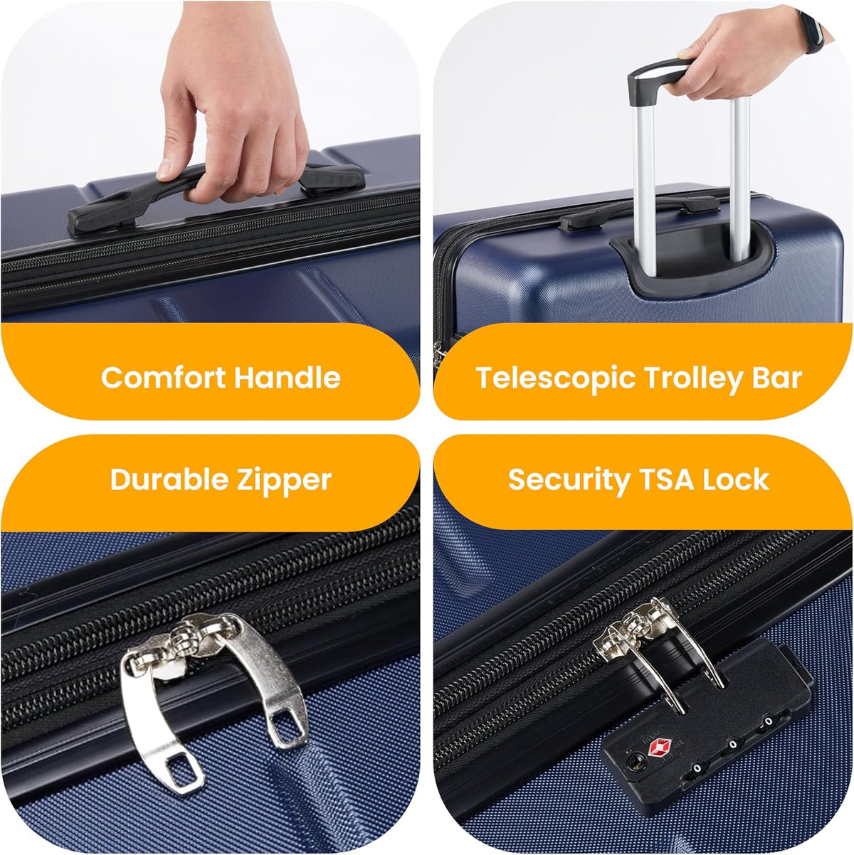 Hardside Carry-On Luggage, Expandable Portable Hardshell Luggage with Spinner Wheels, Lightweight Suitcase TSA Lock, 20 Inch, Black