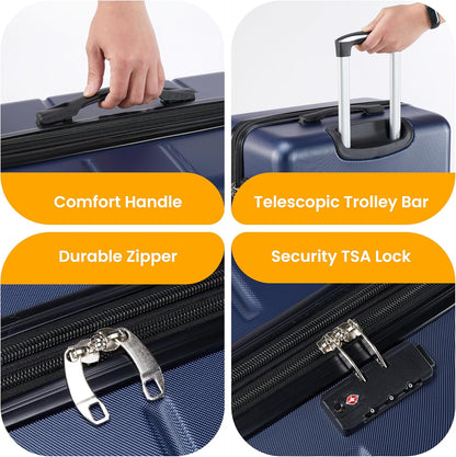 Hardside Carry-On Luggage, Expandable Portable Hardshell Luggage with Spinner Wheels, Lightweight Suitcase TSA Lock, 20 Inch, Black