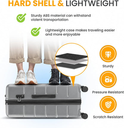 Hardside Carry-On Luggage, Expandable Portable Hardshell Luggage with Spinner Wheels, Lightweight Suitcase TSA Lock, 20 Inch, Black