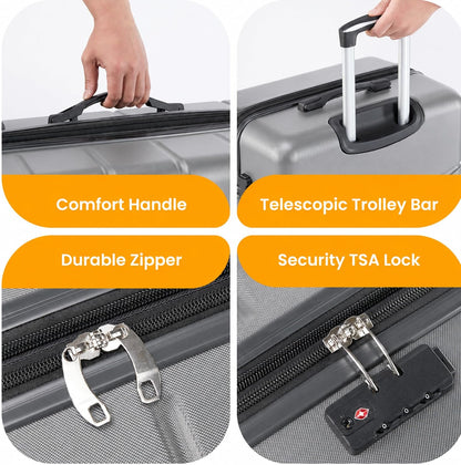 Hardside Carry-On Luggage, Expandable Portable Hardshell Luggage with Spinner Wheels, Lightweight Suitcase TSA Lock, 20 Inch, Black