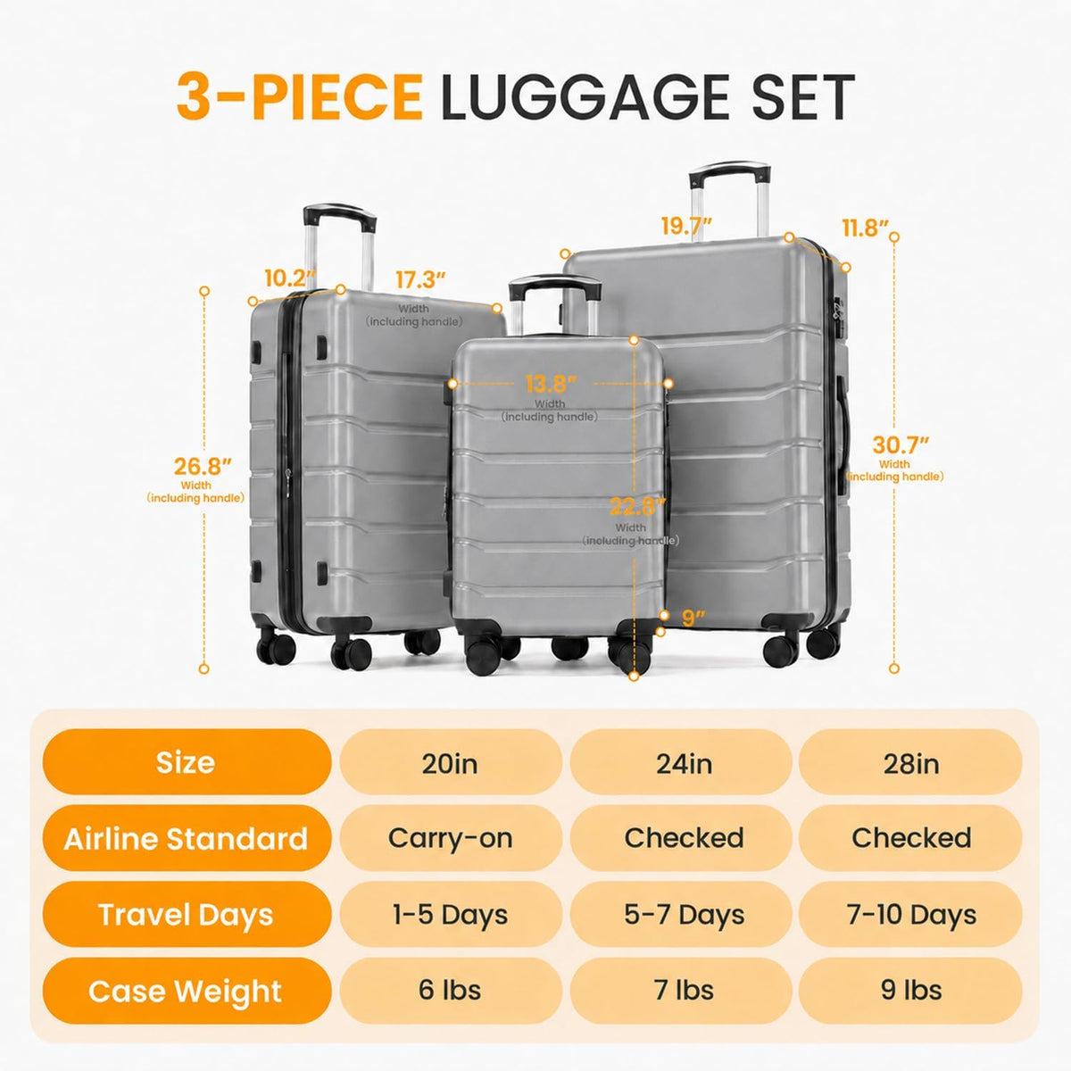 Hardside Carry-On Luggage, Expandable Portable Hardshell Luggage with Spinner Wheels, Lightweight Suitcase TSA Lock, 20 Inch, Black