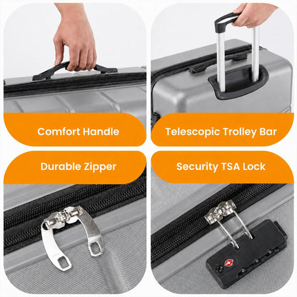 Hardside Carry-On Luggage, Expandable Portable Hardshell Luggage with Spinner Wheels, Lightweight Suitcase TSA Lock, 20 Inch, Black