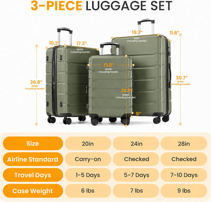 Hardside Carry-On Luggage, Expandable Portable Hardshell Luggage with Spinner Wheels, Lightweight Suitcase TSA Lock, 20 Inch, Black