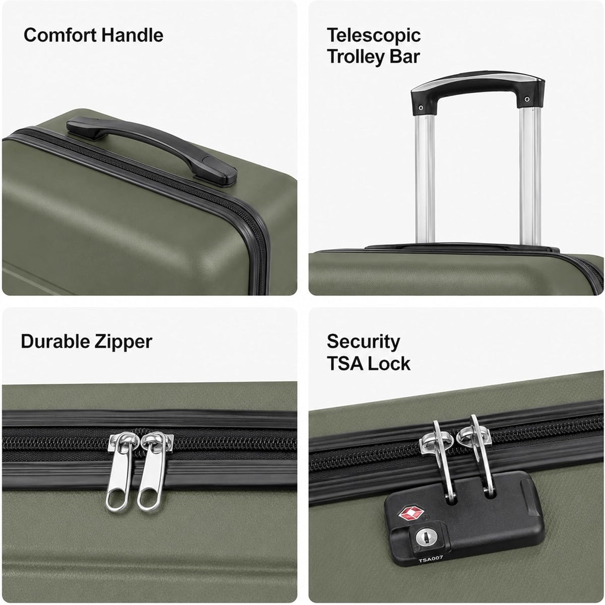 Hardside Carry-On Luggage, Expandable Portable Hardshell Luggage with Spinner Wheels, Lightweight Suitcase TSA Lock, 20 Inch, Black