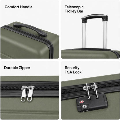 Hardside Carry-On Luggage, Expandable Portable Hardshell Luggage with Spinner Wheels, Lightweight Suitcase TSA Lock, 20 Inch, Black