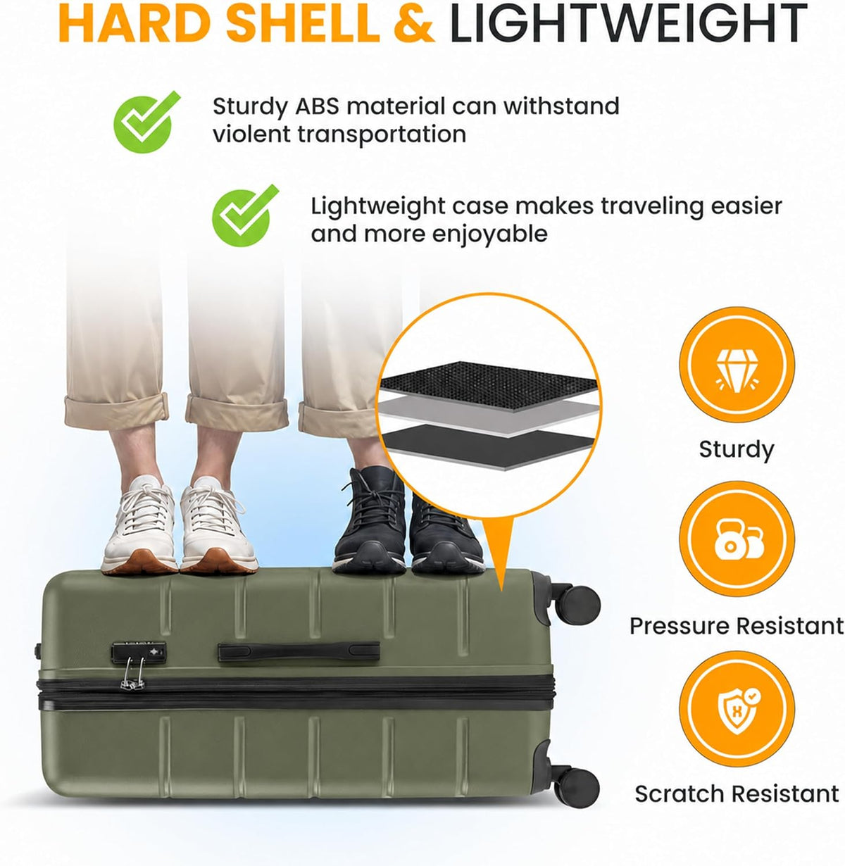 Hardside Carry-On Luggage, Expandable Portable Hardshell Luggage with Spinner Wheels, Lightweight Suitcase TSA Lock, 20 Inch, Black