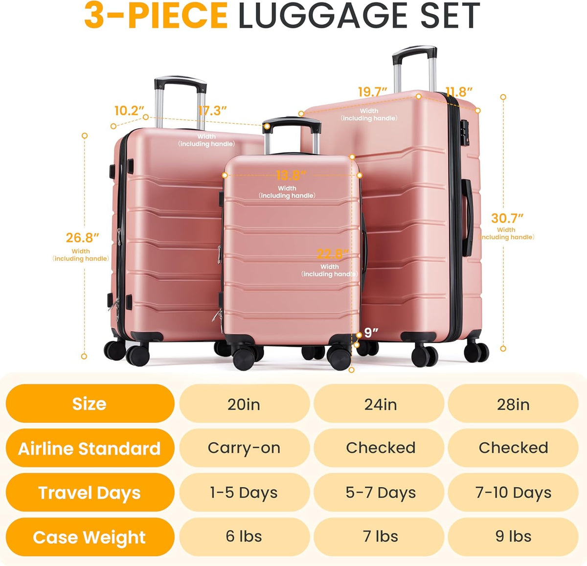 Hardside Carry-On Luggage, Expandable Portable Hardshell Luggage with Spinner Wheels, Lightweight Suitcase TSA Lock, 20 Inch, Black