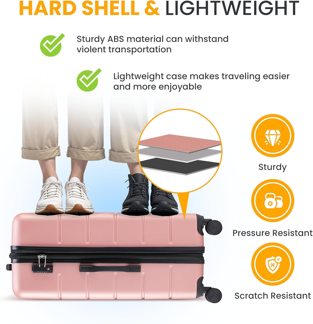 Hardside Carry-On Luggage, Expandable Portable Hardshell Luggage with Spinner Wheels, Lightweight Suitcase TSA Lock, 20 Inch, Black