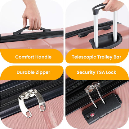 Hardside Carry-On Luggage, Expandable Portable Hardshell Luggage with Spinner Wheels, Lightweight Suitcase TSA Lock, 20 Inch, Black