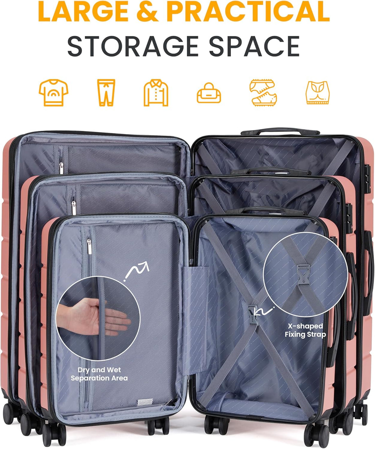 Hardside Carry-On Luggage, Expandable Portable Hardshell Luggage with Spinner Wheels, Lightweight Suitcase TSA Lock, 20 Inch, Black