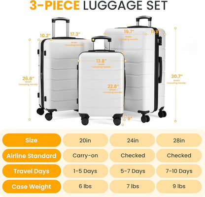 Hardside Carry-On Luggage, Expandable Portable Hardshell Luggage with Spinner Wheels, Lightweight Suitcase TSA Lock, 20 Inch, Black