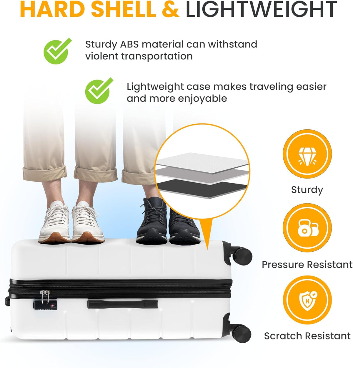 Hardside Carry-On Luggage, Expandable Portable Hardshell Luggage with Spinner Wheels, Lightweight Suitcase TSA Lock, 20 Inch, Black