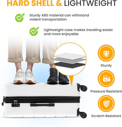 Hardside Carry-On Luggage, Expandable Portable Hardshell Luggage with Spinner Wheels, Lightweight Suitcase TSA Lock, 20 Inch, Black