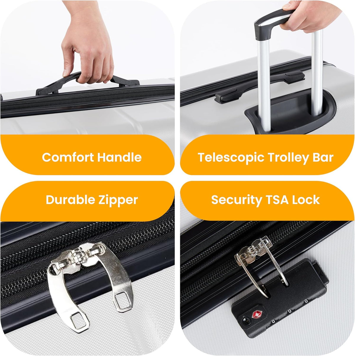 Hardside Carry-On Luggage, Expandable Portable Hardshell Luggage with Spinner Wheels, Lightweight Suitcase TSA Lock, 20 Inch, Black