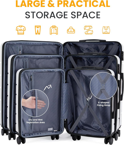 Hardside Carry-On Luggage, Expandable Portable Hardshell Luggage with Spinner Wheels, Lightweight Suitcase TSA Lock, 20 Inch, Black