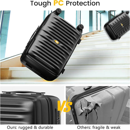 Carry On Luggage 22x14x9 Airline Approved, Hard Suitcases with Spinner Wheels, Polycarbonate Lightweight Luggage, TSA Approved, 20 Inch Carry-On, Blue
