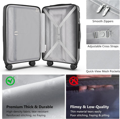 Carry On Luggage 22x14x9 Airline Approved, Hard Suitcases with Spinner Wheels, Polycarbonate Lightweight Luggage, TSA Approved, 20 Inch Carry-On, Blue