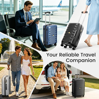Carry On Luggage 22x14x9 Airline Approved, Hard Suitcases with Spinner Wheels, Polycarbonate Lightweight Luggage, TSA Approved, 20 Inch Carry-On, Blue