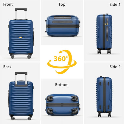 Carry On Luggage 22x14x9 Airline Approved, Hard Suitcases with Spinner Wheels, Polycarbonate Lightweight Luggage, TSA Approved, 20 Inch Carry-On, Blue