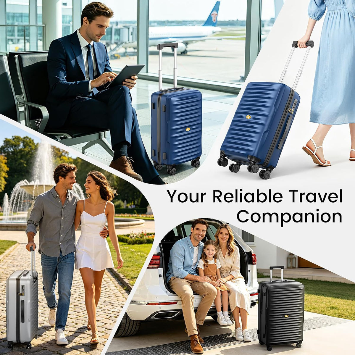 Carry On Luggage 22x14x9 Airline Approved, Hard Suitcases with Spinner Wheels, Polycarbonate Lightweight Luggage, TSA Approved, 20 Inch Carry-On, Blue