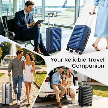Carry On Luggage 22x14x9 Airline Approved, Hard Suitcases with Spinner Wheels, Polycarbonate Lightweight Luggage, TSA Approved, 20 Inch Carry-On, Blue