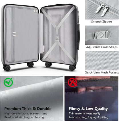Carry On Luggage 22x14x9 Airline Approved, Hard Suitcases with Spinner Wheels, Polycarbonate Lightweight Luggage, TSA Approved, 20 Inch Carry-On, Blue