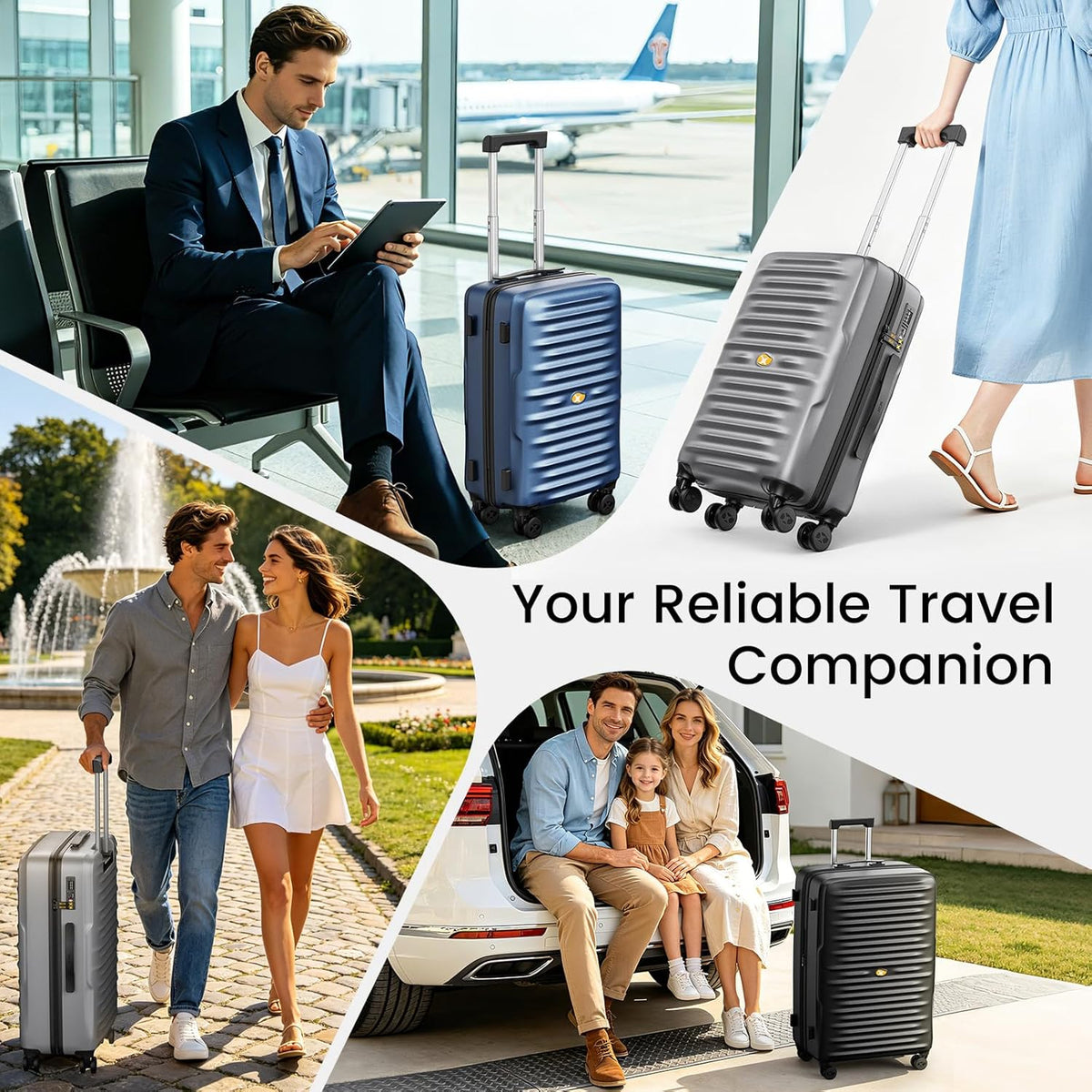 Carry On Luggage 22x14x9 Airline Approved, Hard Suitcases with Spinner Wheels, Polycarbonate Lightweight Luggage, TSA Approved, 20 Inch Carry-On, Blue
